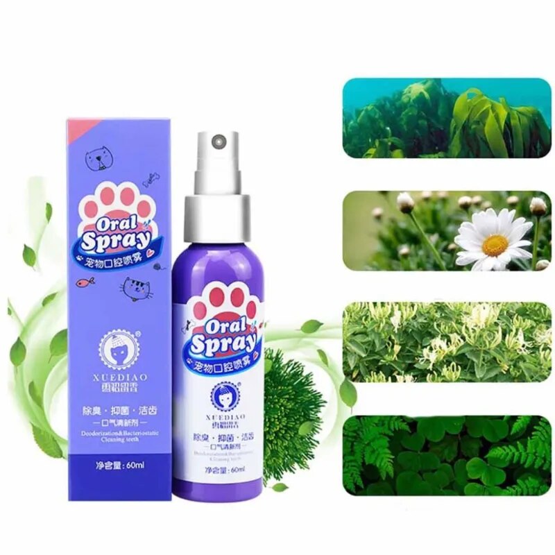 Spray para cuidados orais de pets, limpeza e mau odor zihau.